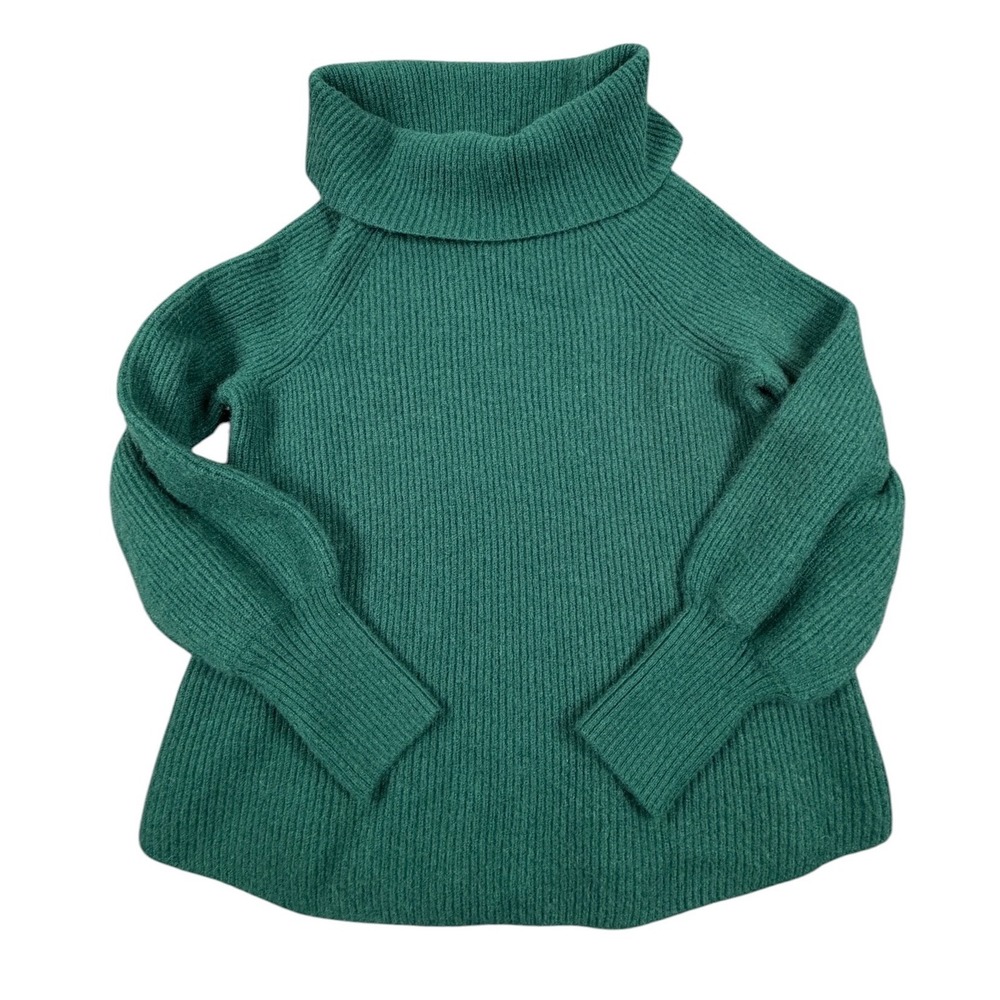 Soft Surroundings Cashmere Sweater Womens Medium Green Ribbed Cowl Neck 2DQ01